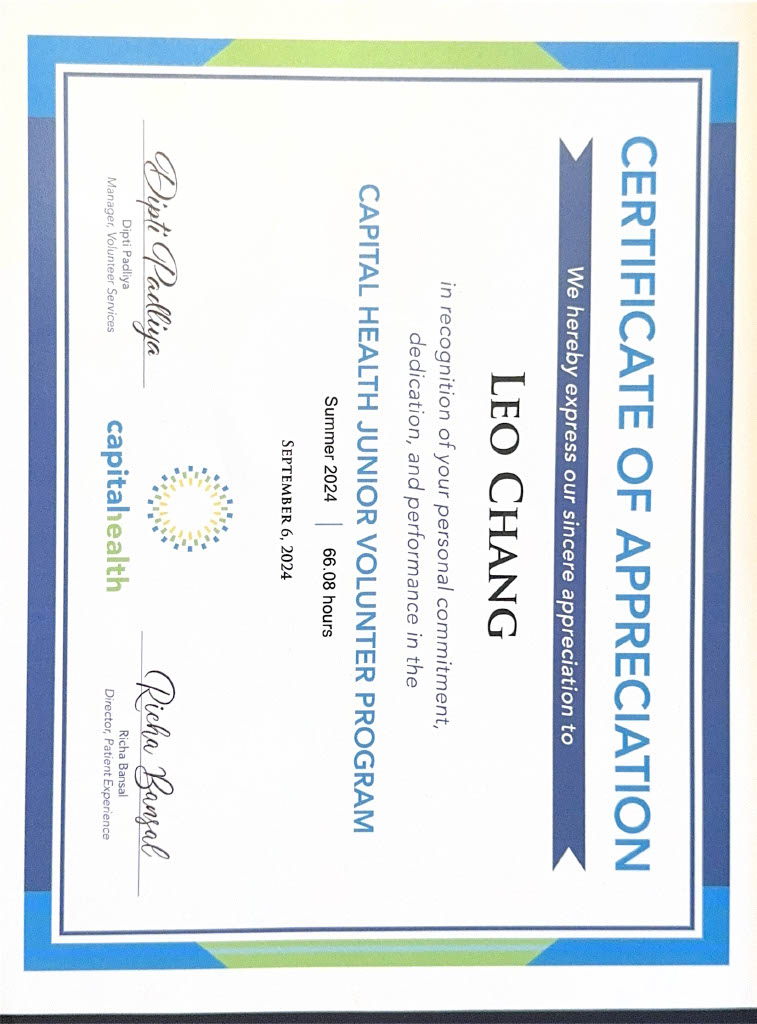 Capital Health Certificate